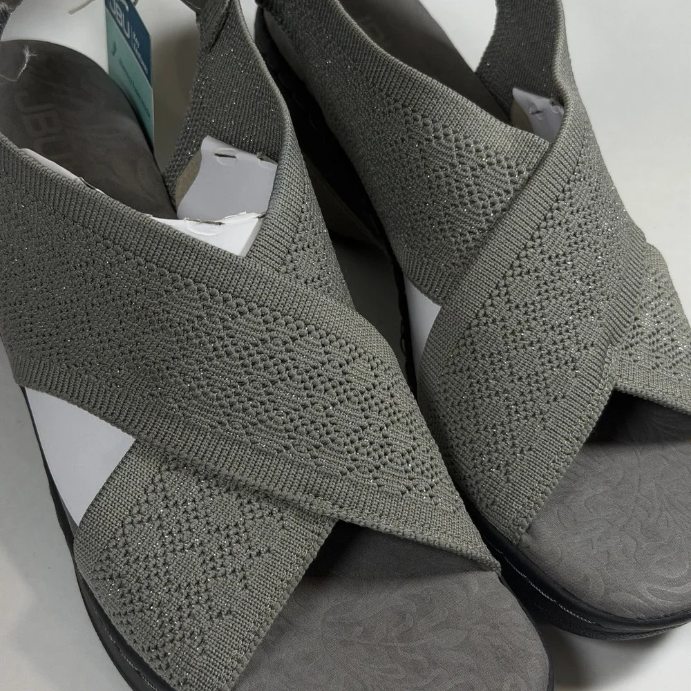 JBU by Jambu Size-10 M Women's Alyssa Shimmer Knit Wedge Heel Sandal